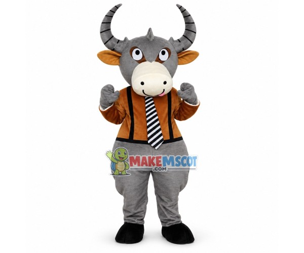 Boss Grey Bull Mascot Costume Boss Grey Bull Mascot Costume