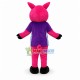 Pink Pig In Purple Lightning Bolt T-shirt Mascot Costume Pink Pig In Purple Lightning Bolt T-shirt Mascot Costume