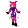 Pink Pig In Purple Lightning Bolt T-shirt Mascot Costume	