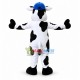 Happy Cow With Blue Hat and Golden bell Mascot Costume Happy Cow With Blue Hat and Golden bell Mascot Costume