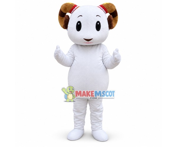 Cartoon White Ram Animal Mascot Costume Cartoon White Ram Animal Mascot Costume