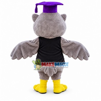 Gray Owl Academician Mascot Costume Gray Owl Academician Mascot Costume