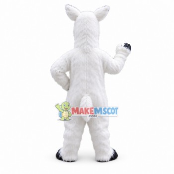 White Goat Long Fur Mascot Costume 