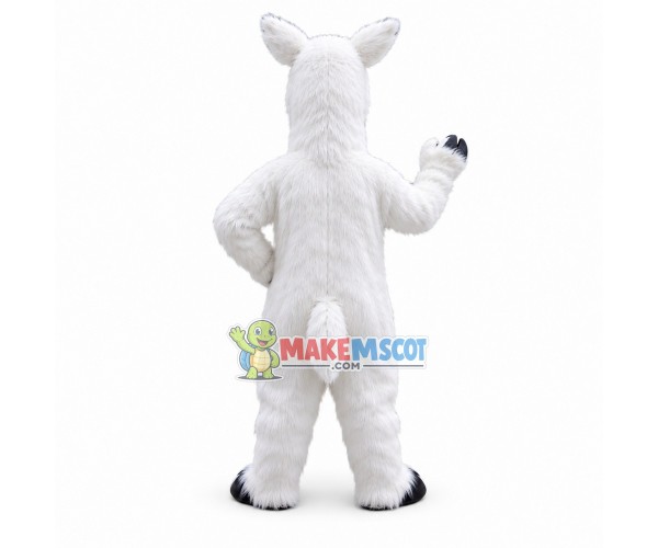 White Goat Long Fur Mascot Costume White Goat Long Fur Mascot Costume