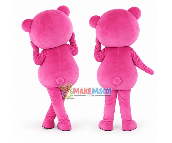 Pink Teddy Bear With Bow Tie Mascot Costume 