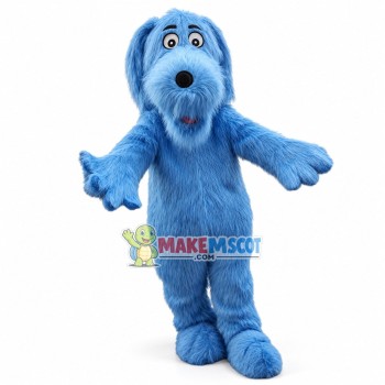 Blue Dog Long Fur Mascot Costume	