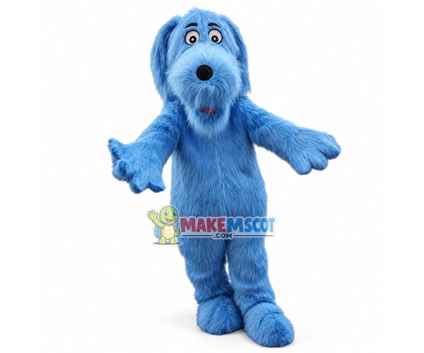 Blue Dog Long Fur Mascot Costume	