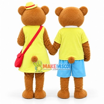 Holiday Teddy Bear Couple Mascot Costume Holiday Teddy Bear Couple Mascot Costume