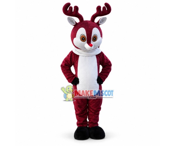 Red Reindeer Mascot Costume Red Reindeer Mascot Costume
