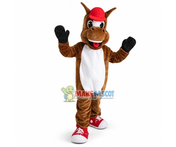 Lovely Brown Horse In Red Hat Mascot Costume Lovely Brown Horse In Red Hat Mascot Costume