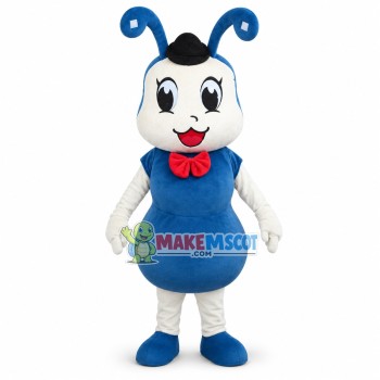 Cute Cartoon Blue Ant With Red Bow Tie Mascot Costume Cute Cartoon Blue Ant With Red Bow Tie Mascot Costume