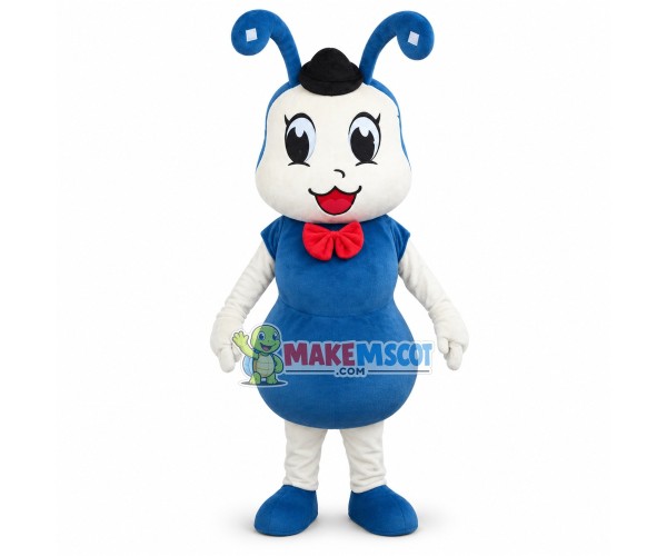 Cute Cartoon Blue Ant With Red Bow Tie Mascot Costume Cute Cartoon Blue Ant With Red Bow Tie Mascot Costume