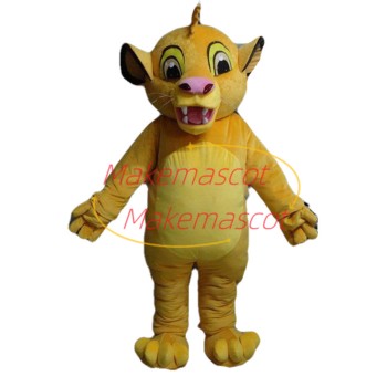 Playful Simba the Lion Cub Mascot Adult Costume Playful Simba the Lion Cub Mascot Adult Costume