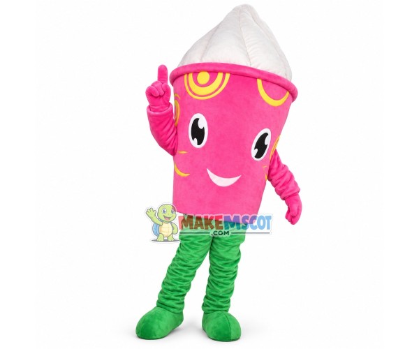 Huge Cartoon Creamy Ice Cream In Pink Ice Cream Cup Lightweight Mascot Costume Huge Cartoon Creamy Ice Cream In Pink Ice Cream Cup Lightweight Mascot Costume