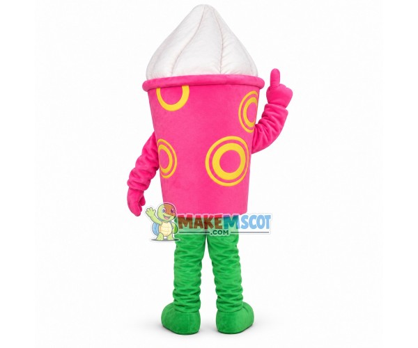 Huge Cartoon Creamy Ice Cream In Pink Ice Cream Cup Lightweight Mascot Costume Huge Cartoon Creamy Ice Cream In Pink Ice Cream Cup Lightweight Mascot Costume