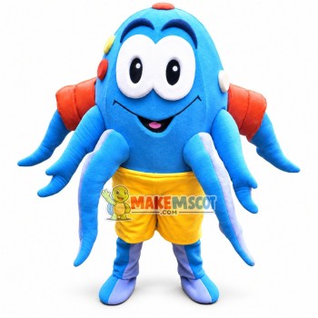 Lightweight Cartoon Blue Octopus With Yellow Square pants Mascot Costume Lightweight Cartoon Blue Octopus With Yellow Square pants Mascot Costume