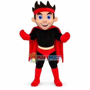 Super hero In Black Mascot Costume Super hero In Black Mascot Costume