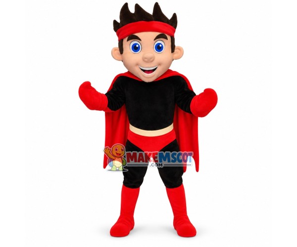 Super hero In Black Mascot Costume Super hero In Black Mascot Costume
