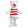 Adult Cartoon White Bear With Red Nose and Red Eyes Mascot Costume	