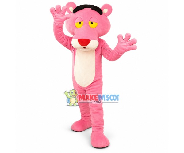Sneaky Pink Panther Mascot Costume Cartoon Character Sneaky Pink Panther Mascot Costume Cartoon Character