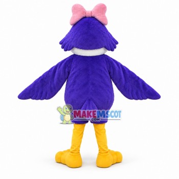 Purple Parrot With Pink Bow Headdress Mascot Costume 
