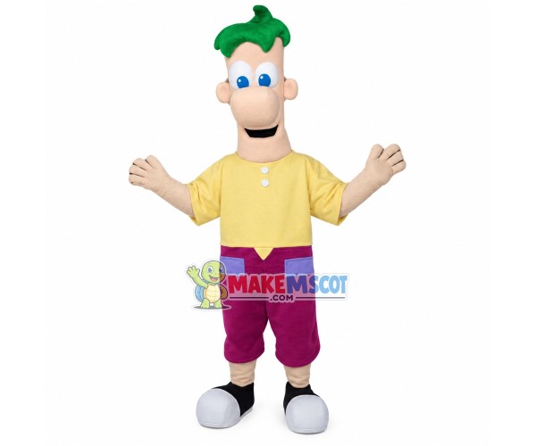 Courageous Ferb Fletcher Mascot Costume Courageous Ferb Fletcher Mascot Costume