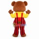 Lovely Bear In Yellow Shirt And Red Jumpsuit Mascot Costume