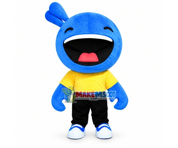 Blue Doll With Crab Claws And 2 Horns On the Head Mascot Cartoon Costume Blue Doll With Crab Claws And 2 Horns On the Head Mascot Cartoon Costume