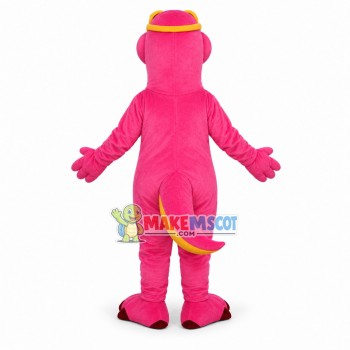Pink Dinosaur With Sunglasses Mascot Costume Pink Dinosaur With Sunglasses Mascot Costume