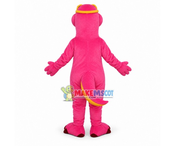Pink Dinosaur With Sunglasses Mascot Costume Pink Dinosaur With Sunglasses Mascot Costume
