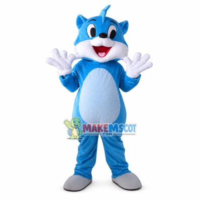 Cute Happy Blue Fox Cartoon Mascot Costume 