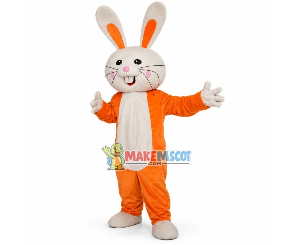 Orange Bunny With Big Teeth Mascot Costume Orange Bunny With Big Teeth Mascot Costume
