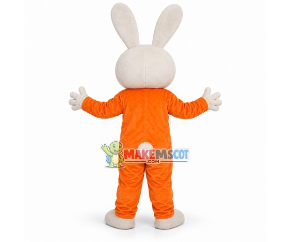 Orange Bunny With Big Teeth Mascot Costume Orange Bunny With Big Teeth Mascot Costume