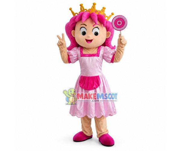 Princess With Pink Hair Mascot Costume
