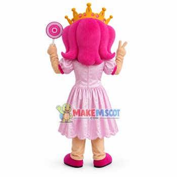 Princess With Pink Hair Mascot Costume