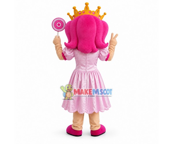 Princess With Pink Hair Mascot Costume