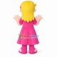 Pretty Girl With Yellow Long Hair In Pink Dress Mascot Costume Pretty Girl With Yellow Long Hair In Pink Dress Mascot Costume