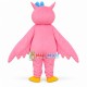 Pink Owl With Blue Bow Headdress Mascot Adult Costume Pink Owl With Blue Bow Headdress Mascot Adult Costume