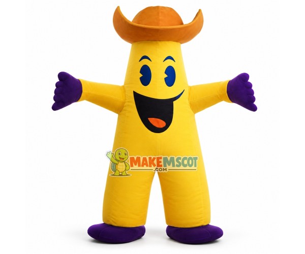 Starfish With Yellow Hat Mascot Costume Starfish With Yellow Hat Mascot Costume
