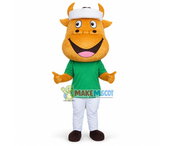 Yellow Bull Man Mascot Cartoon Costume Yellow Bull Man Mascot Cartoon Costume