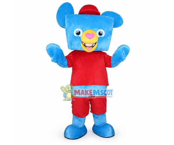 Lovely Cartoon Blue Bear With Square Face Mascot Costume Lovely Cartoon Blue Bear With Square Face Mascot Costume