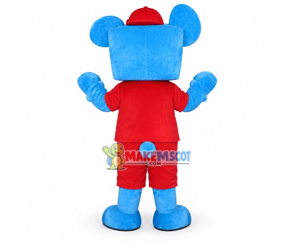 Lovely Cartoon Blue Bear With Square Face Mascot Costume Lovely Cartoon Blue Bear With Square Face Mascot Costume