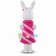 Cute White Rabbit Girl With In Pink Dress Cartoon Mascot Costume Cute White Rabbit Girl With In Pink Dress Cartoon Mascot Costume