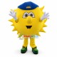 Cartoon Sun With Blue Hat Mascot Costume Cartoon Sun With Blue Hat Mascot Costume