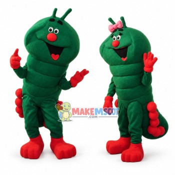 Lovely Caterpillar Couple Mascot Cartoon Costume Lovely Caterpillar Couple Mascot Cartoon Costume