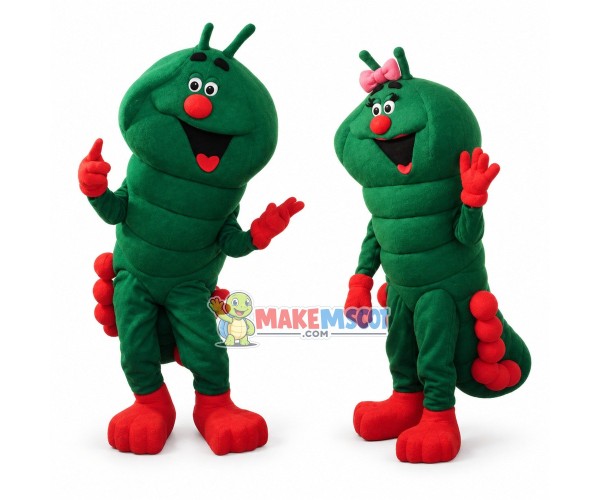 Lovely Caterpillar Couple Mascot Cartoon Costume Lovely Caterpillar Couple Mascot Cartoon Costume