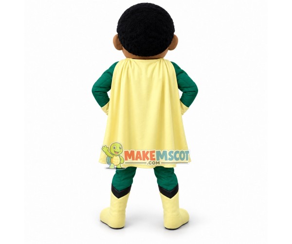 Cool Super Hero Black Boy Mascot Costume Cool Super Hero Black Boy Mascot Costume