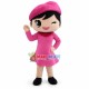 Winking Girl In Pink Dress and Pink Beret Mascot Costume Winking Girl In Pink Dress and Pink Beret Mascot Costume