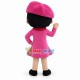 Winking Girl In Pink Dress and Pink Beret Mascot Costume Winking Girl In Pink Dress and Pink Beret Mascot Costume