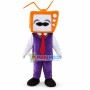 Orange TV Staff In Purple Suit Mascot Costume